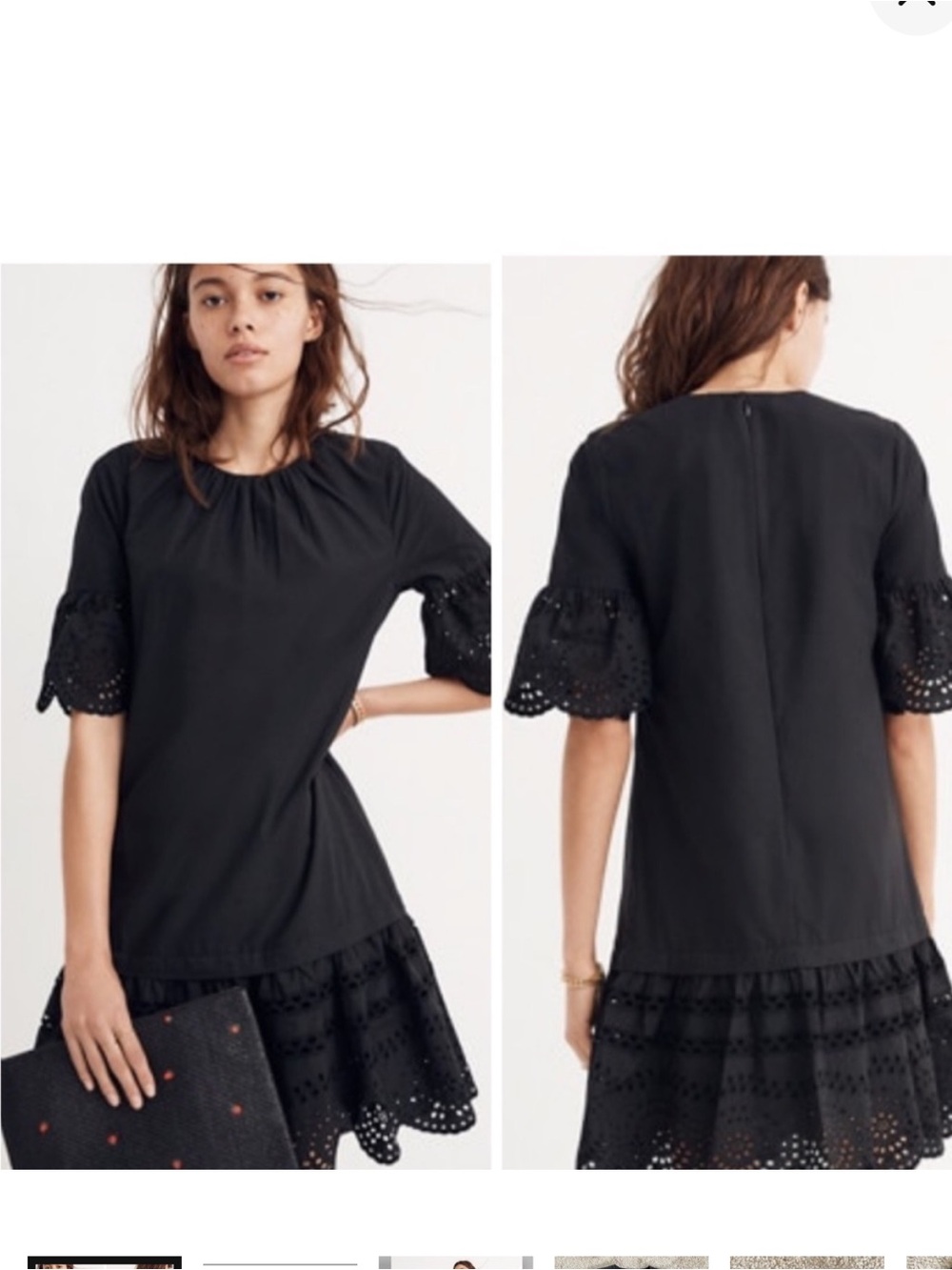 Madewell Black Eyelet-Drop Waist Dress M